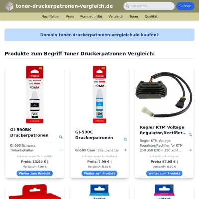 Screenshot toner-druckerpatronen-vergleich.de