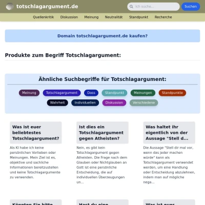 Screenshot totschlagargument.de