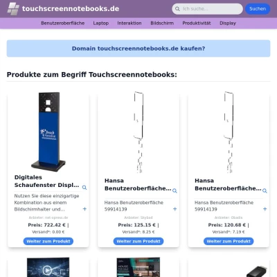 Screenshot touchscreennotebooks.de