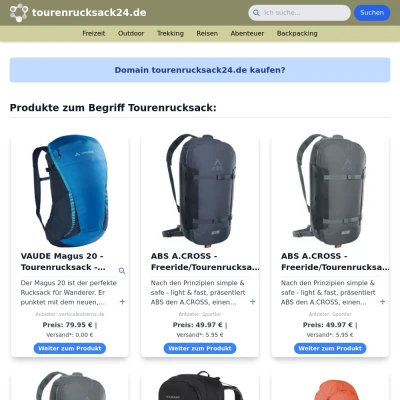 Screenshot tourenrucksack24.de