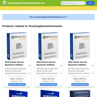 Screenshot trackingdomainforemails.eu