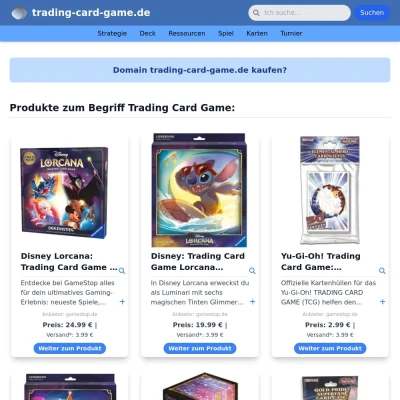 Screenshot trading-card-game.de