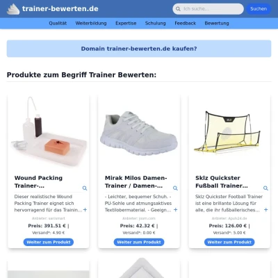 Screenshot trainer-bewerten.de