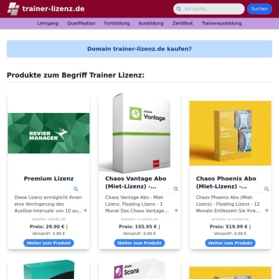 Screenshot trainer-lizenz.de