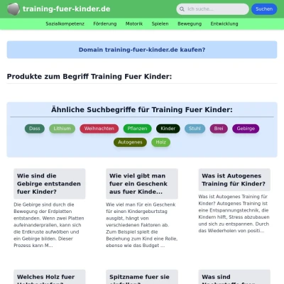 Screenshot training-fuer-kinder.de