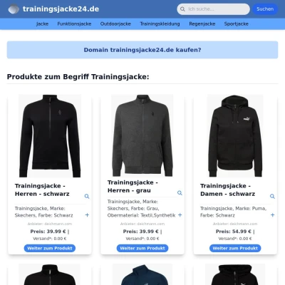 Screenshot trainingsjacke24.de