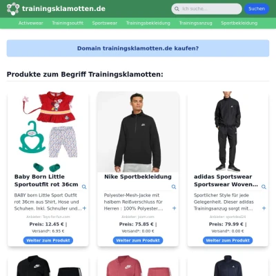 Screenshot trainingsklamotten.de