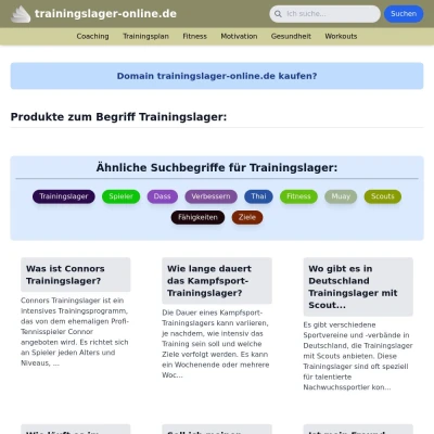 Screenshot trainingslager-online.de