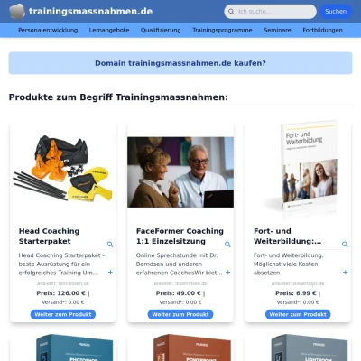 Screenshot trainingsmassnahmen.de