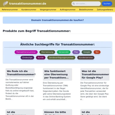 Screenshot transaktionsnummer.de