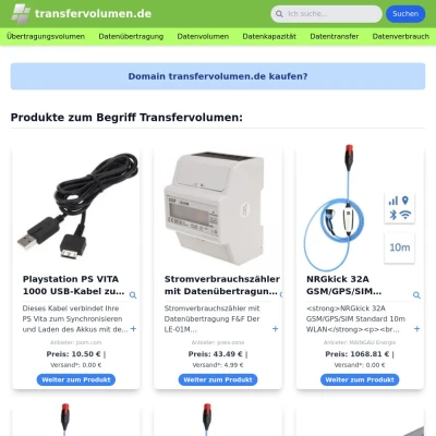 Screenshot transfervolumen.de