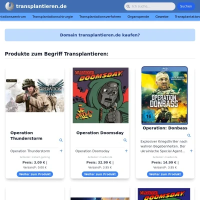 Screenshot transplantieren.de