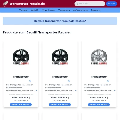 Screenshot transporter-regale.de