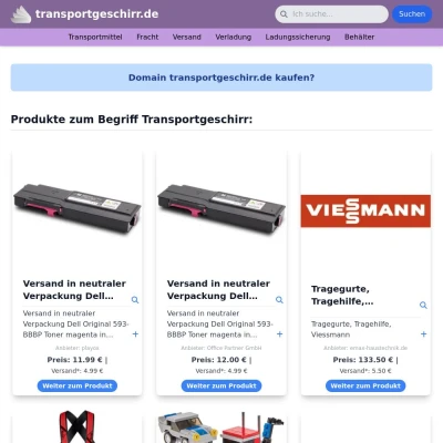 Screenshot transportgeschirr.de