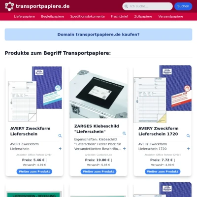 Screenshot transportpapiere.de
