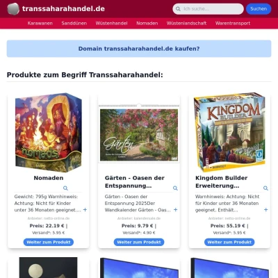 Screenshot transsaharahandel.de