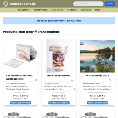 Screenshot transzendent.de