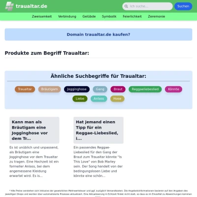 Screenshot traualtar.de