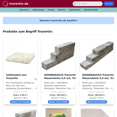 Screenshot travertin.de