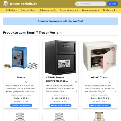 Screenshot tresor-verleih.de