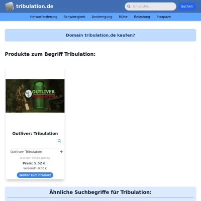 Screenshot tribulation.de