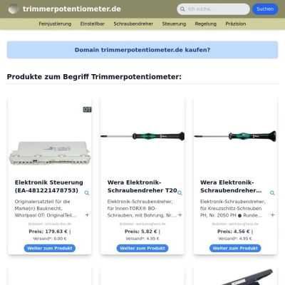 Screenshot trimmerpotentiometer.de