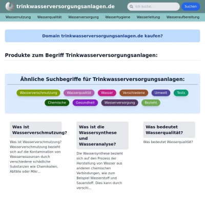 Screenshot trinkwasserversorgungsanlagen.de