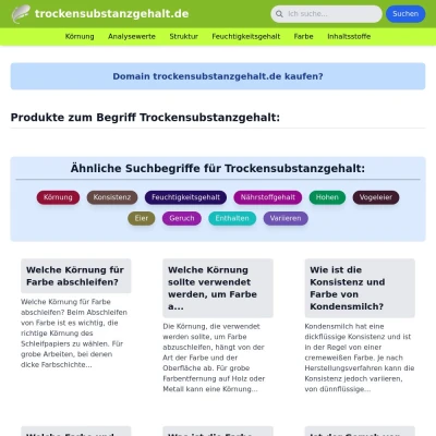 Screenshot trockensubstanzgehalt.de