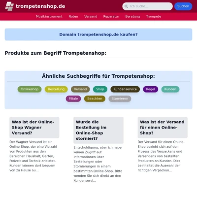 Screenshot trompetenshop.de