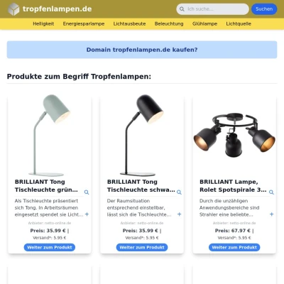 Screenshot tropfenlampen.de