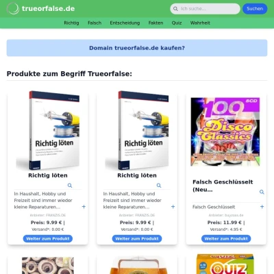 Screenshot trueorfalse.de