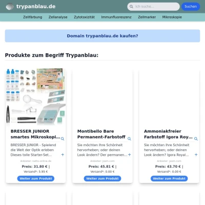 Screenshot trypanblau.de