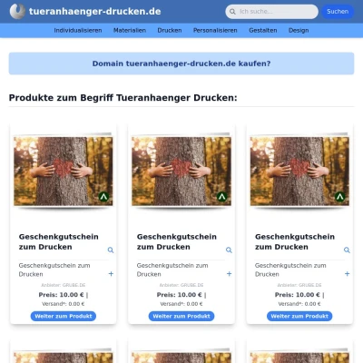 Screenshot tueranhaenger-drucken.de