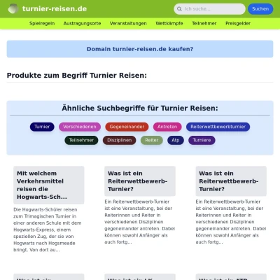 Screenshot turnier-reisen.de