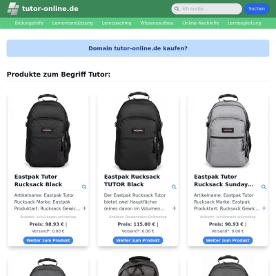 Screenshot tutor-online.de