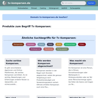 Screenshot tv-komparsen.de