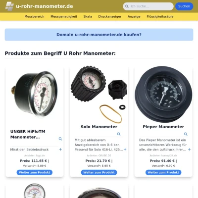 Screenshot u-rohr-manometer.de