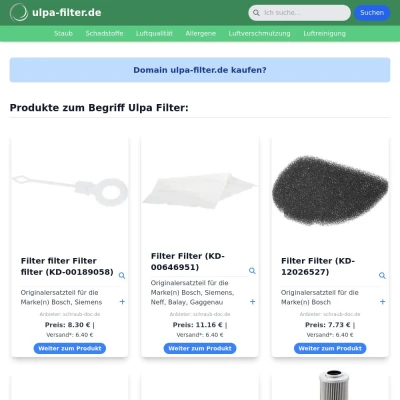 Screenshot ulpa-filter.de