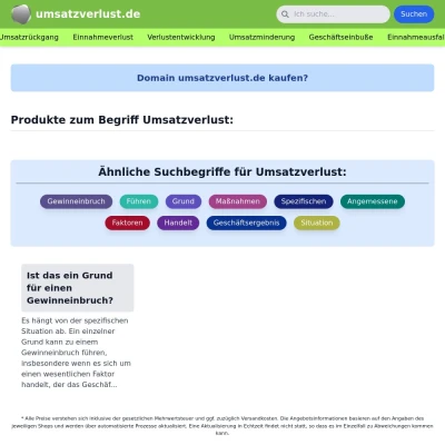 Screenshot umsatzverlust.de