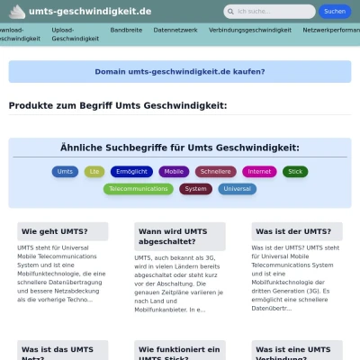 Screenshot umts-geschwindigkeit.de