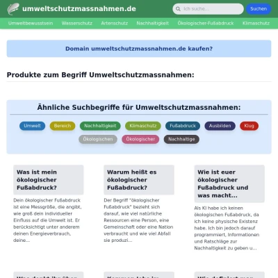 Screenshot umweltschutzmassnahmen.de