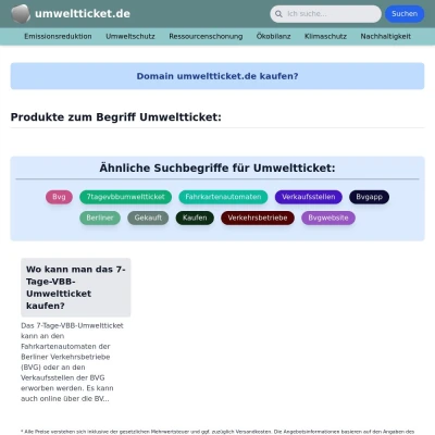 Screenshot umweltticket.de