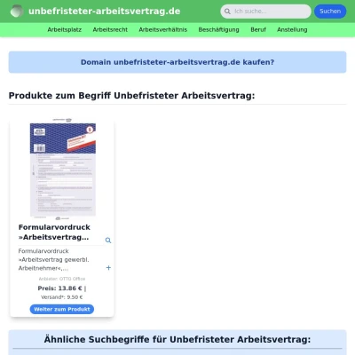 Screenshot unbefristeter-arbeitsvertrag.de