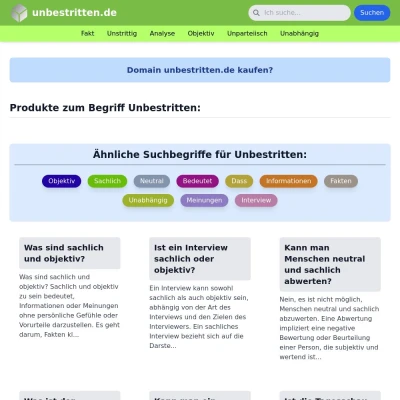 Screenshot unbestritten.de