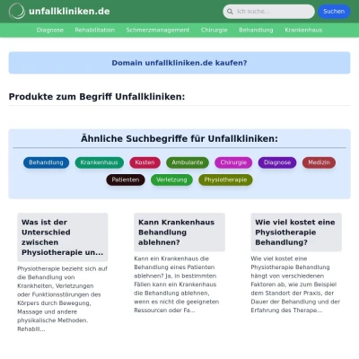 Screenshot unfallkliniken.de