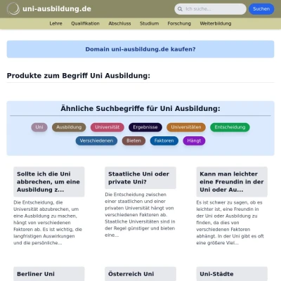 Screenshot uni-ausbildung.de