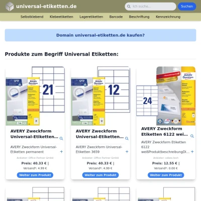 Screenshot universal-etiketten.de