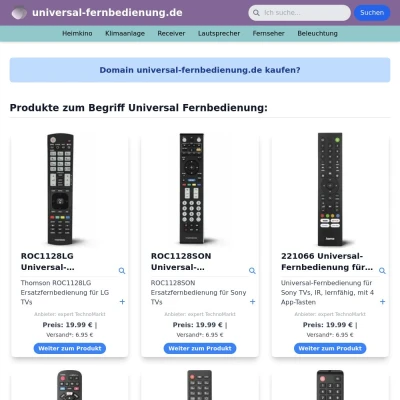 Screenshot universal-fernbedienung.de