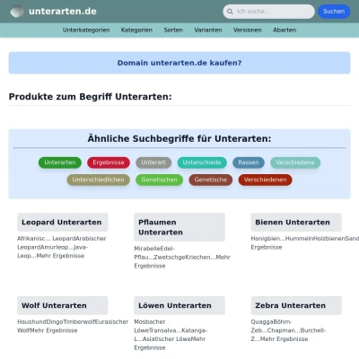 Screenshot unterarten.de