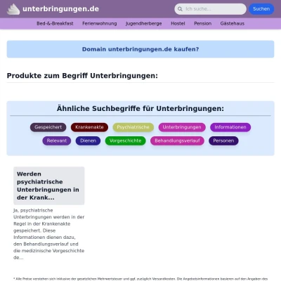 Screenshot unterbringungen.de